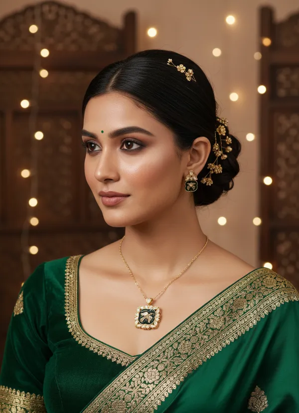 Green_Brass_Necklace_Set_For_Women